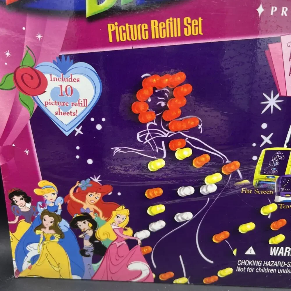NEW LITE BRITE 10 PICTURE REFILL SET DISNEY PRINCESS W/ PEGS - HTF —READ—